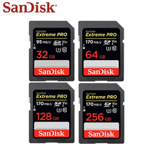 SanDisk-tarjeta SD Extreme Pro 100%, 128GB, alta velocidad, 95 M/s, Clase 10, U3, 256GB, 64GB, 32GB, para cámara, Original, UHS-I 2024 - compra barato
