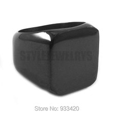 ¡Envío gratis! Anillo masónico de superficie lisa para hombre, joyería de acero inoxidable, negro, gótico, para motorista, SWR0079B 2024 - compra barato