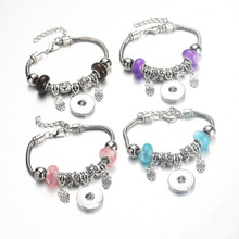 New 5 Colors Owl Snap Bracelet Lobster Buckle Snake Chain Bangles Beaded Bracelet Fit 18MM Snap Jewelry Women 9943 2024 - buy cheap