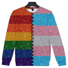 Roupas de rua lgbtq + lésbicas, suéter com capuz 3d transgender, feminino e masculino, de arco-íris, roupas de rua harajuku 2024 - compre barato