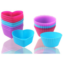 Xícara de silicone para muffin e cupcake, 8 velocidades coloridas com formato de coração, amor, 8g, dia 7cm, sgs, ferramentas de cozinha, utensílios para cozinhar cupcakes 2024 - compre barato