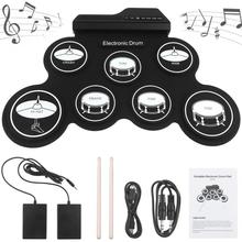 Portable Electronic Digital USB 7 Pads Roll up Set Silicone Electric Drum Kit with Drumsticks and Sustain Pedal 2024 - buy cheap