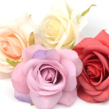 Cabezas de rosas artificiales de seda para decoración del hogar, ramo de flores falsas para álbum de recortes, bricolaje, 6cm, 10 unidades por lote 2024 - compra barato