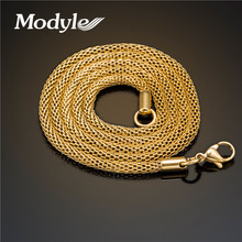 Modyle 2021 novo ouro-cor corrente colar de aço inoxidável feminino masculino jóias 1.5mm ampla cobra corrente para pingente acessórios 2024 - compre barato
