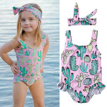 Bañador de una pieza para niños y niñas, traje de baño con estampado de Cactus, Trikini, ropa de playa 2024 - compra barato