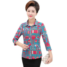 Silk Print Blouse Women Casual Summer Middle Age Loose Shirt Blusa Feminina Tops and Blouses Cardigan Mujer Plus Size 5XL W886 2024 - buy cheap