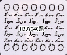 2PCS HBJY040-Black Nail Art Cute Oval and Love Sticker Nail Art Sticker 2024 - buy cheap