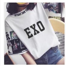 Camisetas holgadas de kpop EXO para mujer, camisetas de cuello redondo Harajuku, camisetas de media manga para estudiantes, Camiseta de algodón de moda de verano 2024 - compra barato