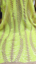 Lantejoulas renda francesa 5 jardas/lote tecido bordado africano com renda de alta qualidade tecido de tule africano 2024 - compre barato