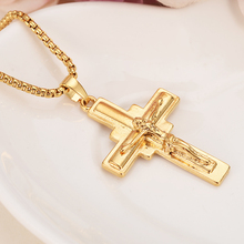 Collar con colgante de cadena y Cruz para hombre y mujer, joyería de Color dorado INBI, Jesús de Nazaret, regalo para niñas 2024 - compra barato