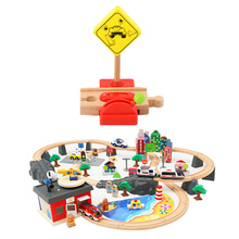 Подъемный Блок, деревянный поезд, аксессуары для рельсовой дороги, деревянная дорожка, барьер, головоломка, развивающие игрушки для детей 2024 - купить недорого