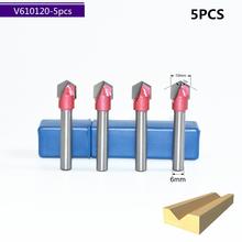 6mm*10mm*120Degree,5pcs,Free shipping CNC Engraving Woodworking Milling Cutter,Tungsten Solid carbide End Mill,3D V Router Bit 2024 - buy cheap