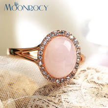 MOONROCY CZ Cubic Zirconia Oval Crystal Pink Opal Wedding Rings Rose Gold Color Jewelry Gift For Women Girls Drop Shipping 2024 - buy cheap