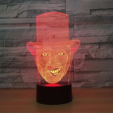 Lámpara de noche de ilusión 3D, lámpara de mesa de payaso, luz LED de madera hecha a mano con 7 interruptores de color, luz LED, decoración del hogar, envío directo 2024 - compra barato
