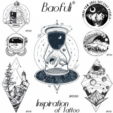 BAOFULI 3D Men Temporary Geometric Universe Tattoo Waterproof Hill Star Trails Hourglass Fake Tattoo Body Arm Art Tatoos Sticker 2024 - buy cheap