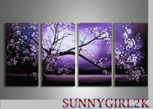 NO frame Cherry Blossom 4pc Abstract Hand Painted on Canvas Wall DECOR Art Oil 2024 - buy cheap