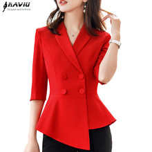 Women Red Blazer Slim Spring Autumn New Elegant Office Lady Jacket OL Temperament Formal Business Uniforms 2024 - buy cheap