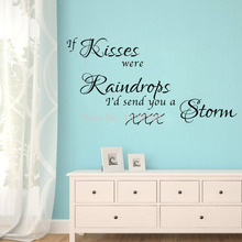 If kiss were raindrops send you a storm Saying quotes DIY Removable Wall Stickers Decals Mural Living room Home Decor 2024 - buy cheap