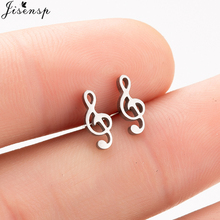 Jisensp-pendientes de acero inoxidable con forma de nota musical Rock para mujer, aretes pequeños, joyería, regalo 2024 - compra barato