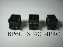 Conector modular de rede pcb, preto 6p6c com flange entrada superior, 100 peças por lote 2024 - compre barato