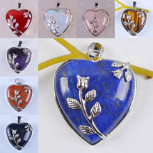 Natural Lapis/Tigereye/Sandstone/Purple Crystal/Carnelian/Rose Crystal/Opal Bead GEM Pendant Heart Jewelry S566-SS574 2024 - buy cheap