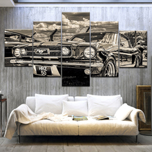 Retro vintage 1965 Ford Mustang Sports Car Canvas Painting Modular HD Print Artwork Poster Home Decor Wall Art 5 Pieces Pictures 2024 - buy cheap