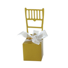 Soporte para silla, caja de recuerdo de boda, suministros creativos para fiestas, sillas doradas y plateadas, caja de dulces con cinta, caja de regalo para Baby Shower 2024 - compra barato