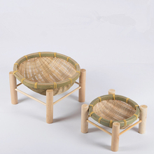 Handmade Woven Bamboo Fruit Basket Wicker Straw Food Bread Organizer Kitchen Storage Decorative Gift Small Dish Round Plate 2024 - buy cheap