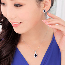 Earrings  / Pendant Necklace Luxury  Blue Crystal Classical Jewelry Set Beauty Cute 2024 - buy cheap