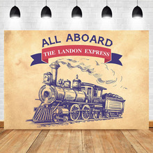 Vintage Train Backdrop for Birthday Party Photo Background All Aboaro The Landon Express Photography Backdrops Studio Shoots 2024 - buy cheap