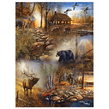 Full Square Diamond 5D DIY Diamond Painting "Elk and bear" 3D Embroidery Cross Stitch Mosaic Furniture decoration Draw image 2024 - buy cheap