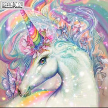 Full Square drill 5D DIY Diamond painting Rainbow unicorn Diamond Embroidery Mosaic Cross Stitch Rhinestone decoration HYY 2024 - buy cheap