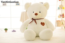 Мягкая игрушка Большой 80 см, Белый медведь с любовным сердцем, плюшевая игрушка, Шелковый ремень, мягкая кукла, декоративная подушка, подарок на день рождения s0365 2024 - купить недорого
