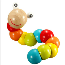 NEW Cute Insert Puzzle Kids Educational Wooden Toys Baby Children Fingers Flexible Training Science Twisting Worm Toys hot sale 2024 - buy cheap