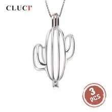 CLUCI-Colgante de perlas en forma de Cactus para mujer, medallón de plata 925, fabricación de Collar de plata de ley 925, colgante de Cactus SC304SB, 3 uds. 2024 - compra barato