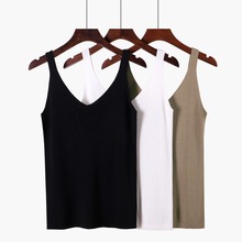 Summer Korean Tank Top ice silk Women V-neck knit short vest strap sexy crop top female White Black Tank Tops women clothes 2019 2024 - buy cheap