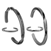 Pulseira de titânio de aço, bracelete para homens e mulheres, acessórios punk, o tempo é agora/nunca, desistir, inspirada, presente de joias 2024 - compre barato