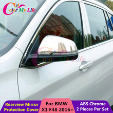 2 Pçs/set ABS Cromo Tampa de Proteção Espelho Retrovisor Espelho Retrovisor Do Carro Adesivo para BMW X1 F48 2016 2017 Auto Acessórios 2024 - compre barato