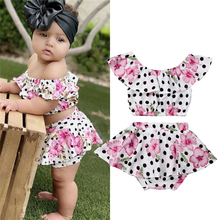 2Pcs 2019 Baby Girl Clothes Set Summer Kids Flower Dot Tops Crop+Tutu Shorts Newborn Clothes Casual Infant Clothing Outfits 2024 - buy cheap