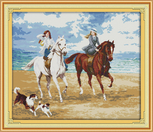 The Horse Riding Women People Canvas Cross Stitch Kits 11CT 100% Printed Embroidery DIY Handmade Needlework Wall Home Decor 2024 - buy cheap