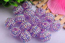 Vita Kwoi 20mm Charmoso 100 pçs/lote Roxo/Rosa/Prata Tiras de Strass Resina Rodada Chunky beads para crianças fazer colares!! 2024 - compre barato