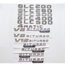 Insignias cromadas para maletero de Mercedes Benz, emblemas de emblema para GLC200, GLC280, GLC300, GLC350, GLC400, GLC500, V8, BITURBO, 4MATIC 2024 - compra barato