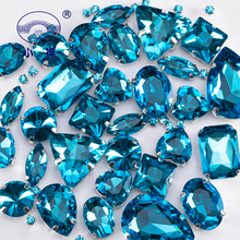 Lake Blue Flatback Rhinestones For Clothing Mixed Shape Sew On Stones Decorative Crystal Rhinestones With Claw 50PCS/PACK S042 2024 - buy cheap