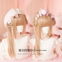 Princess Gothic lolita Pink fringed hair ball adorable soft sister bow hair headdress handmade DIY mink hair earrings GSH112 2024 - buy cheap