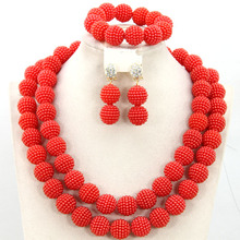 Fashion Red African Beads Balls Jewelry Set Nigerian Wedding Bridal Jewelry Set Women Costume Necklace Hot Free Shipping ABY884 2024 - buy cheap