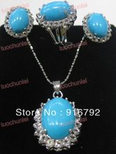 Wholesale free shipping >>>>>Charming stone Crystal Gem inlay Lucky Pendants Necklace Earring Ring Set 2024 - buy cheap