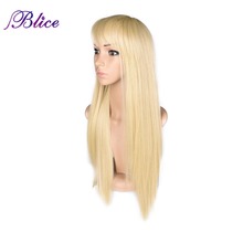 Blice Synthetic Blonde Wigs 120% Density Silky Straight #613 Synthetic Long Wig High Temperature Futura Fiber Wigs 2024 - buy cheap