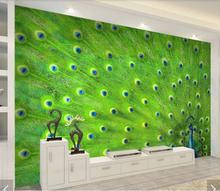 Papel de parede de penas de pavão em 3d, decoração de parede com decalques hd impressos para fotos de animais, rolos de papel de parede murais 2024 - compre barato