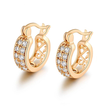 MxGxFam Hot CZ Hoop Earrings For Women Fashion Jewelry Gold Color Clear ZIrcon AAA+ 2024 - buy cheap