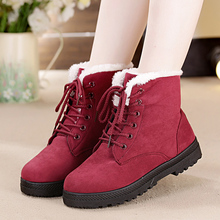 Masorini Snow Boots Classic Heels Suede Women Winter Boots Warm Fur Plush Insole Ankle Boots Women Hot Lace-up Shoes Woman W-201 2024 - buy cheap